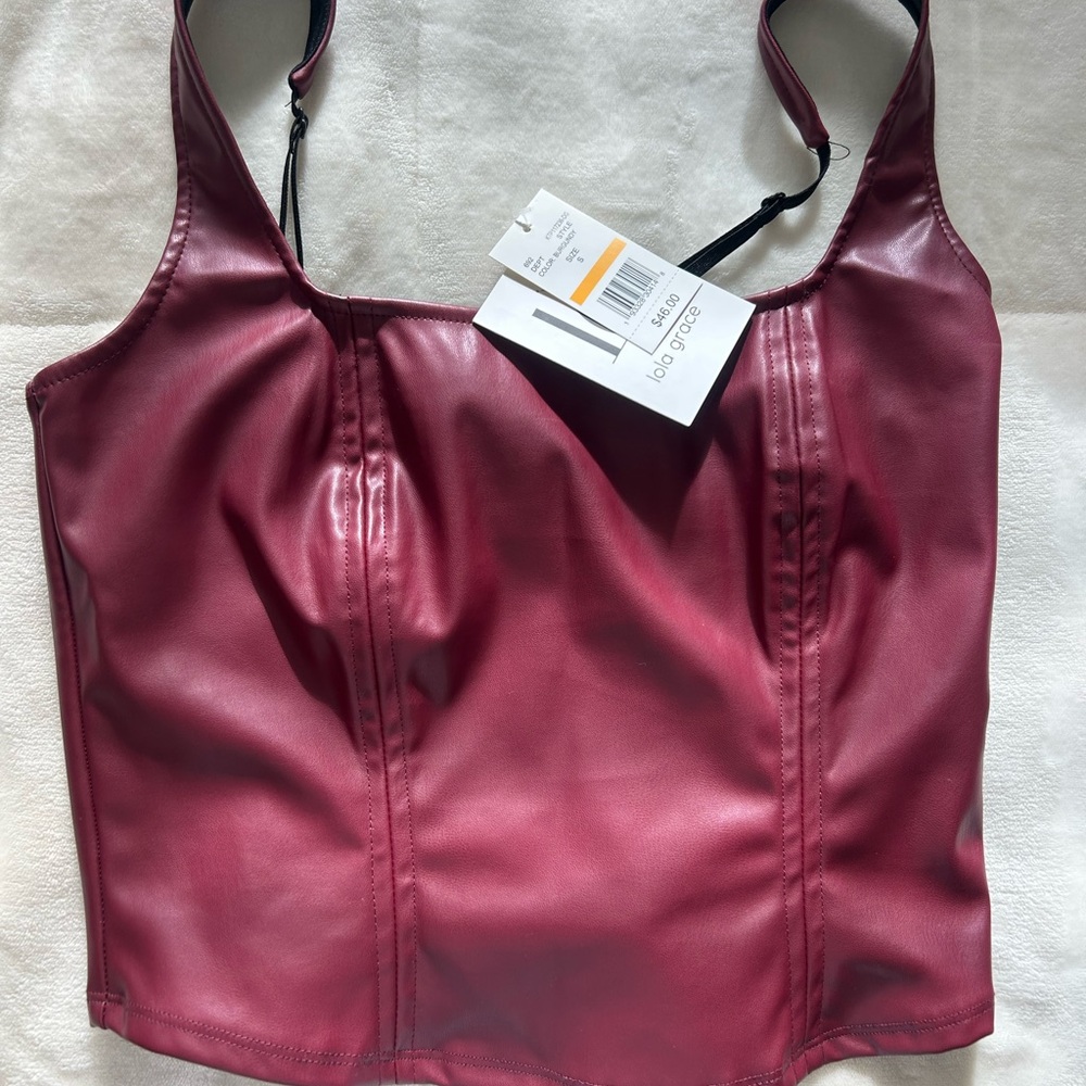 Zara Burgundy Faux Leather Camisole